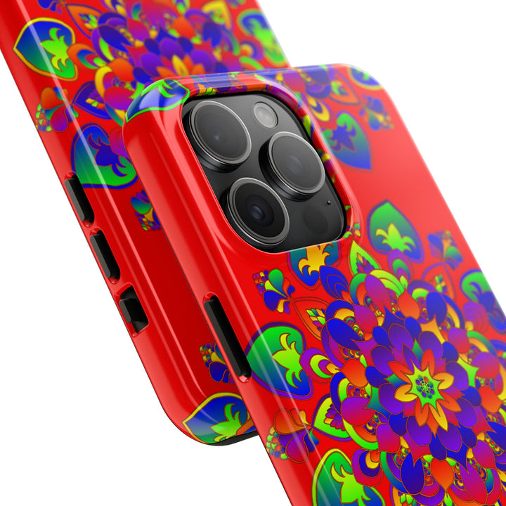 Beautiful hand drawn red mandala art design phone case for sale