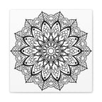 Handmade Mandala Art - Black & White Wall Art on Matte Canvas, Stretched, 125 - Unique and intricate hand-crafted mandala design