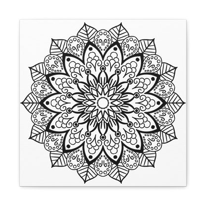 Handmade Mandala Art - Black & White Wall Art on Matte Canvas, Stretched, 125 - Unique and intricate hand-crafted mandala design