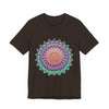 Vibrant Mandala Tee featuring colorful and psychedelic design inspired by nature and spirituality