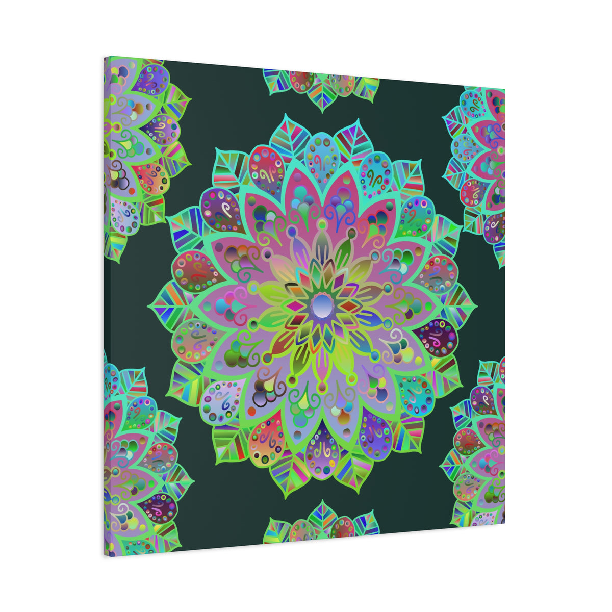 Vibrant Mandala Matte Canvas Wall Art — Colorful Floral Boho Stretched Print