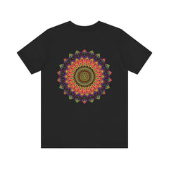 Vibrant mandala tee with intricate design symbolizing spiritual harmony and peace