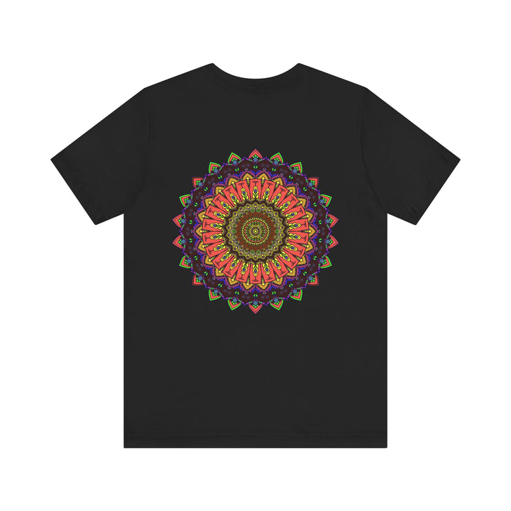 Vibrant mandala tee with intricate design symbolizing spiritual harmony and peace