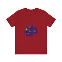 Black Cat Mystery - Colorful Paint Splatter T-Shirt featuring vibrant, eye-catching splashes of color on a black background