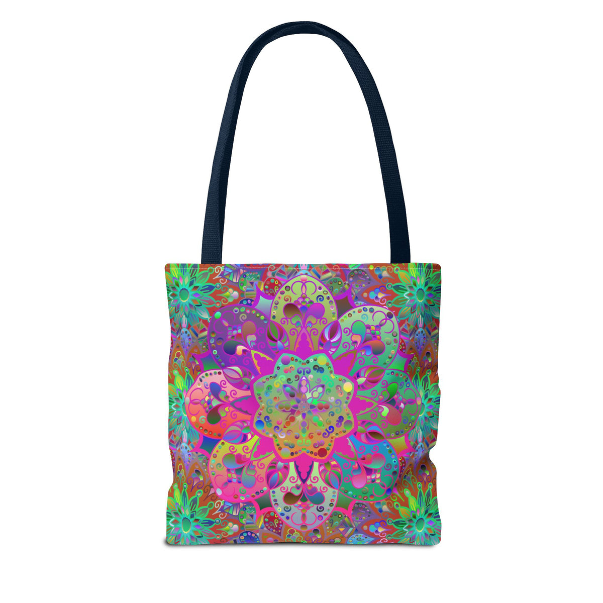 Psychedelic Mandala Tote Bag — Colorful Boho All-Over Print Tote