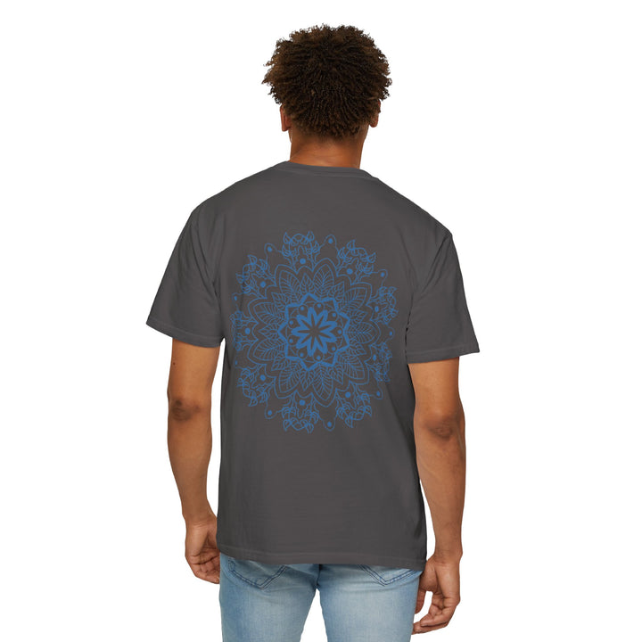 Handmade Mandala Art Tshirt - Unisex Garment-Dyed Tee featuring intricate hand-drawn mandala design on soft, high-quality fabric for men and women