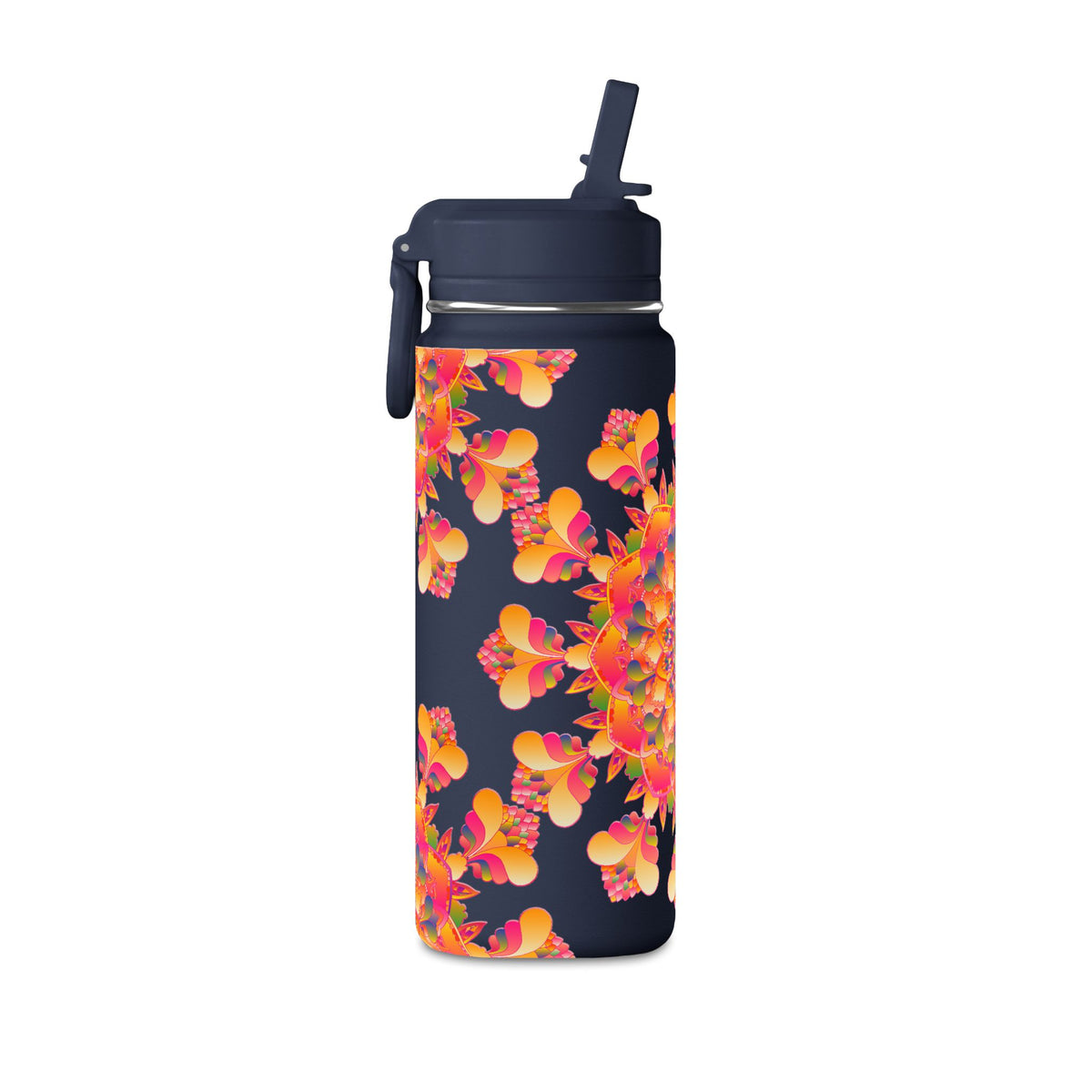 20oz Floral Mandala Mini Water Bottle – Colorful Boho Hydration Bottle