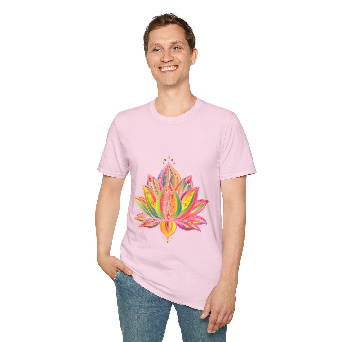 Lotus Mandala Unisex T-Shirt with Hand-Drawn Unique Design by Blululi