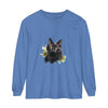 Black Cat Watercolor Splash Long Sleeve T-Shirt featuring a vibrant feline design