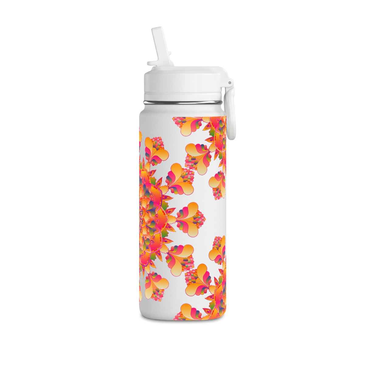 20oz Floral Mandala Mini Water Bottle – Colorful Boho Hydration Bottle