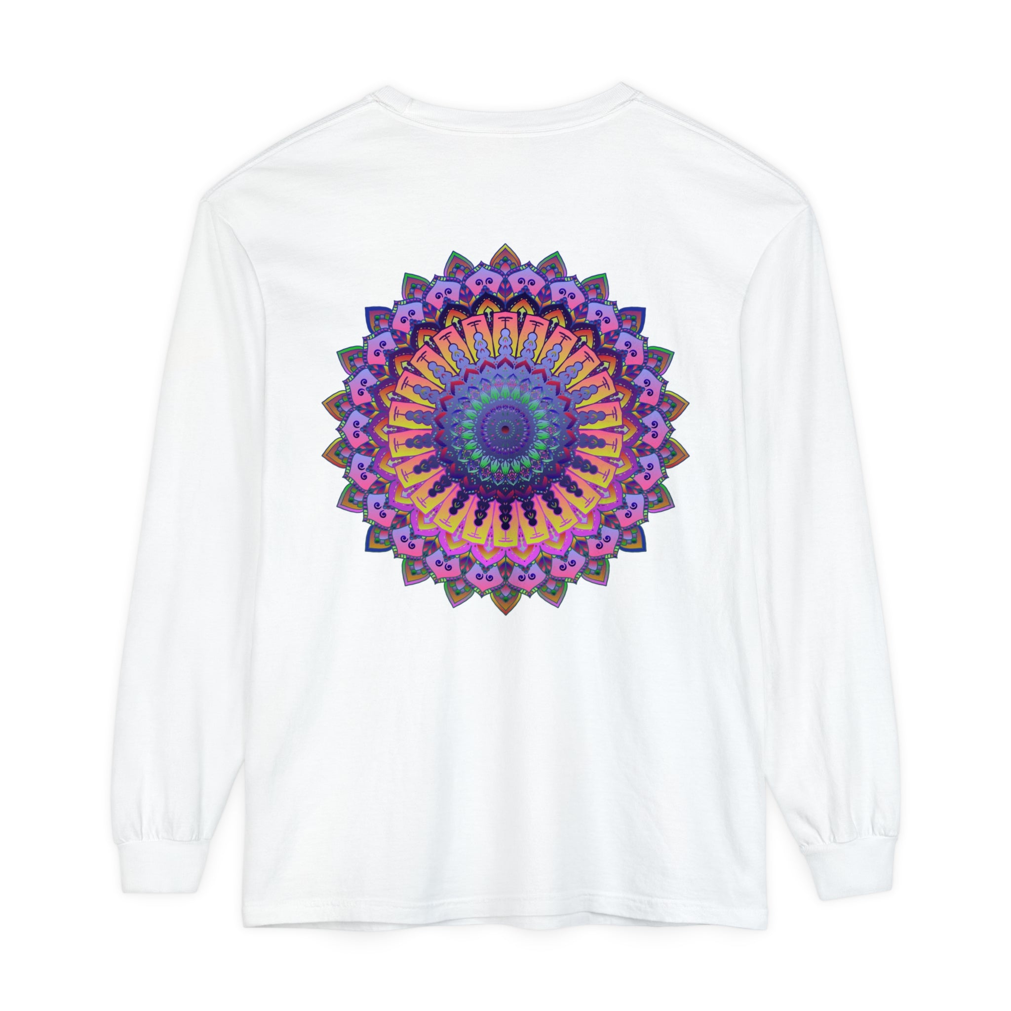 Intricate Mandala Unisex Long Sleeve T-Shirt with vibrant, detailed design