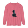 Black Cat Watercolor Long Sleeve T-Shirt featuring a stunning watercolor design of a black cat on a high-quality, comfortable long sleeve t-shirt