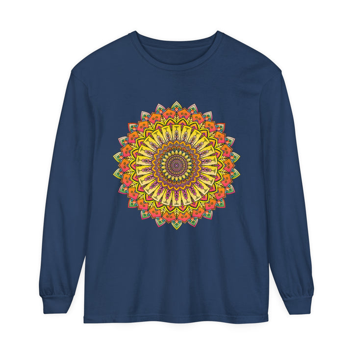  Unisex Long Sleeve T-Shirt with Elaborate Mandala Print