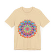 Vibrant and intricate mandala flower design t-shirt featuring psychedelic art