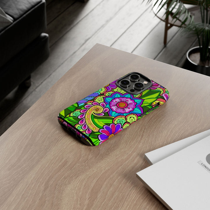 Floral Fantasy iPhone and Google Pixel Case in Bright Green Palette