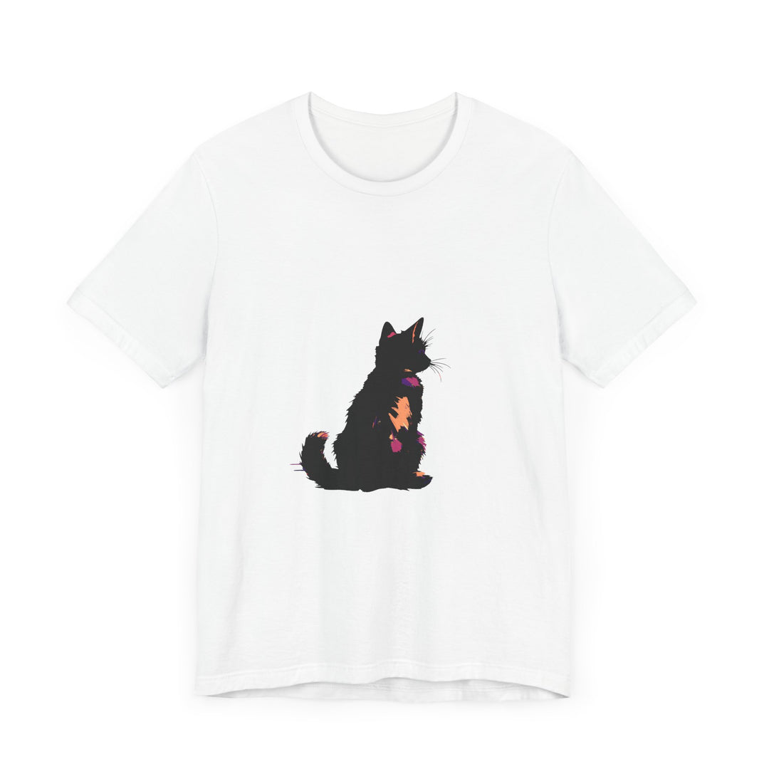 Black Cat Mystery Abstract T-Shirt - Unisex Graphic Tee in Black with Intricate Design of Mysterious Feline, Perfect for Halloween or Cat Lovers