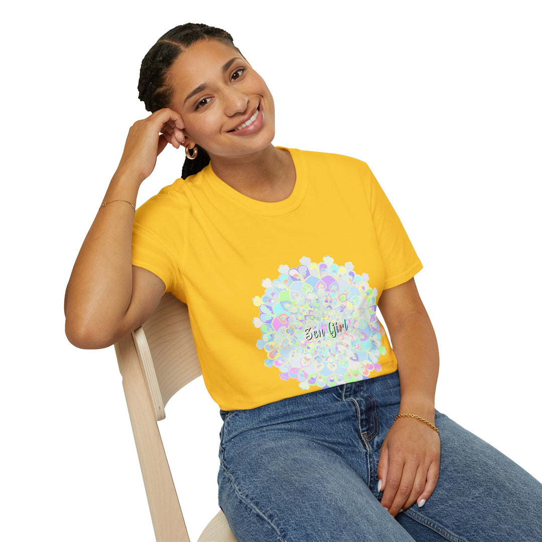 Colorful mandala t-shirt with intricate and unique design for a stylish and eye-catching fashion statement