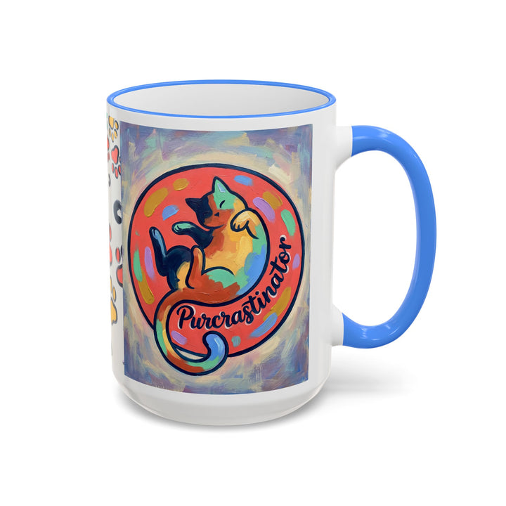 Colorful Paw Print Pet Lover Accent Rim Mug (11oz/15oz)