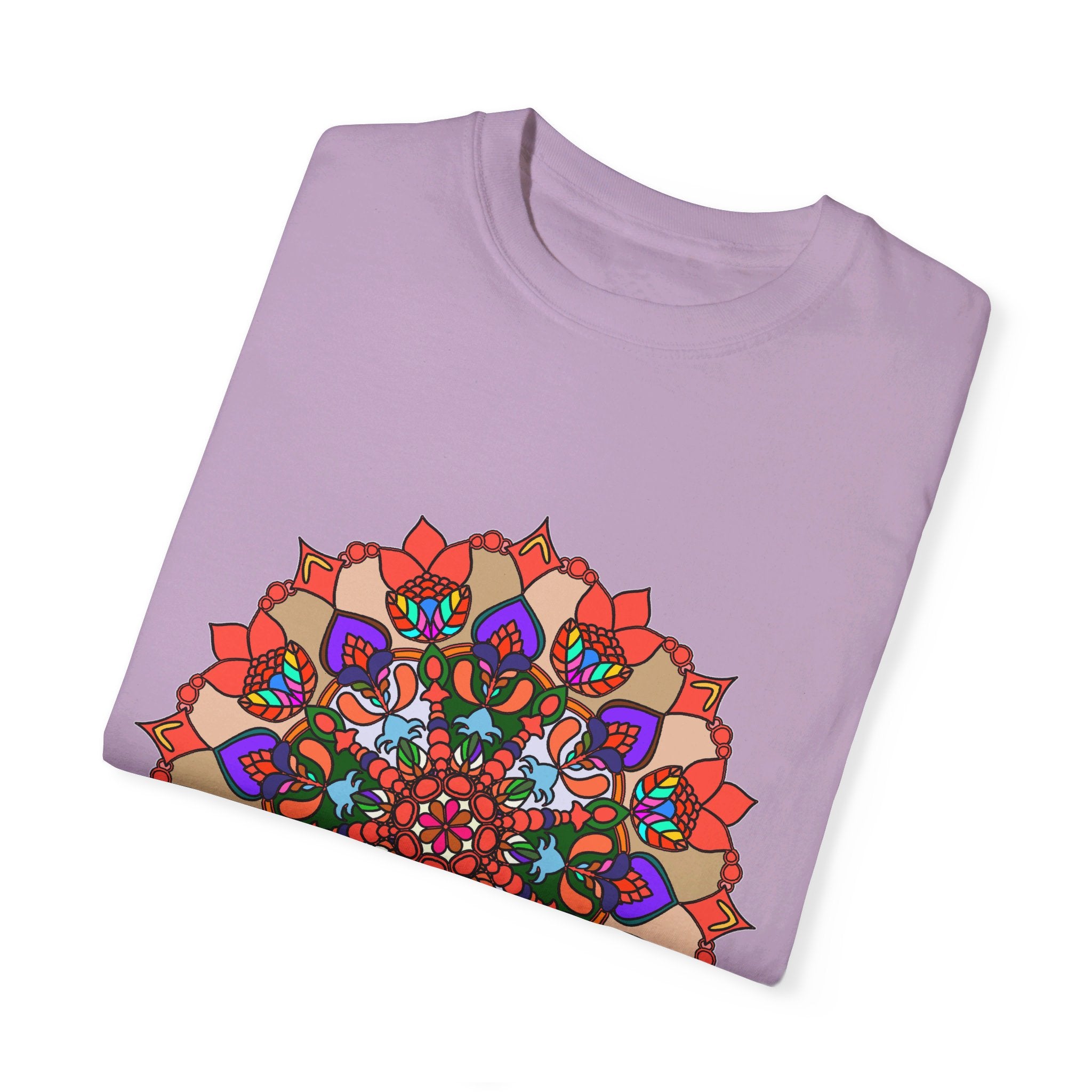 Unisex Mandala T-Shirt made with 100% Ring-Spun Cotton and Hand-Drawn Mandala Art, Garment-Dyed for Extra Comfort