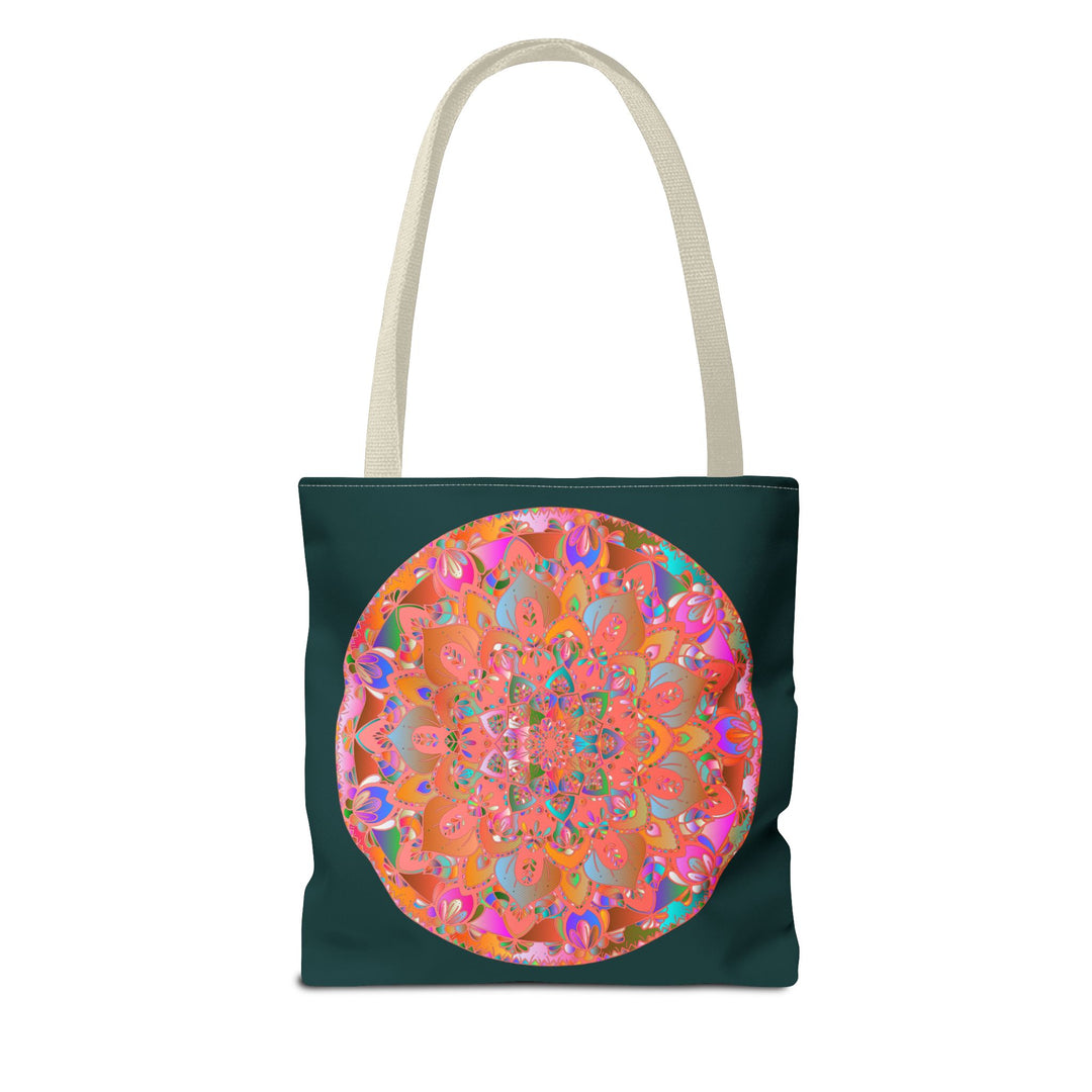 Colorful and intricate Mystical Nature Mandala Tote Bag with vibrant design