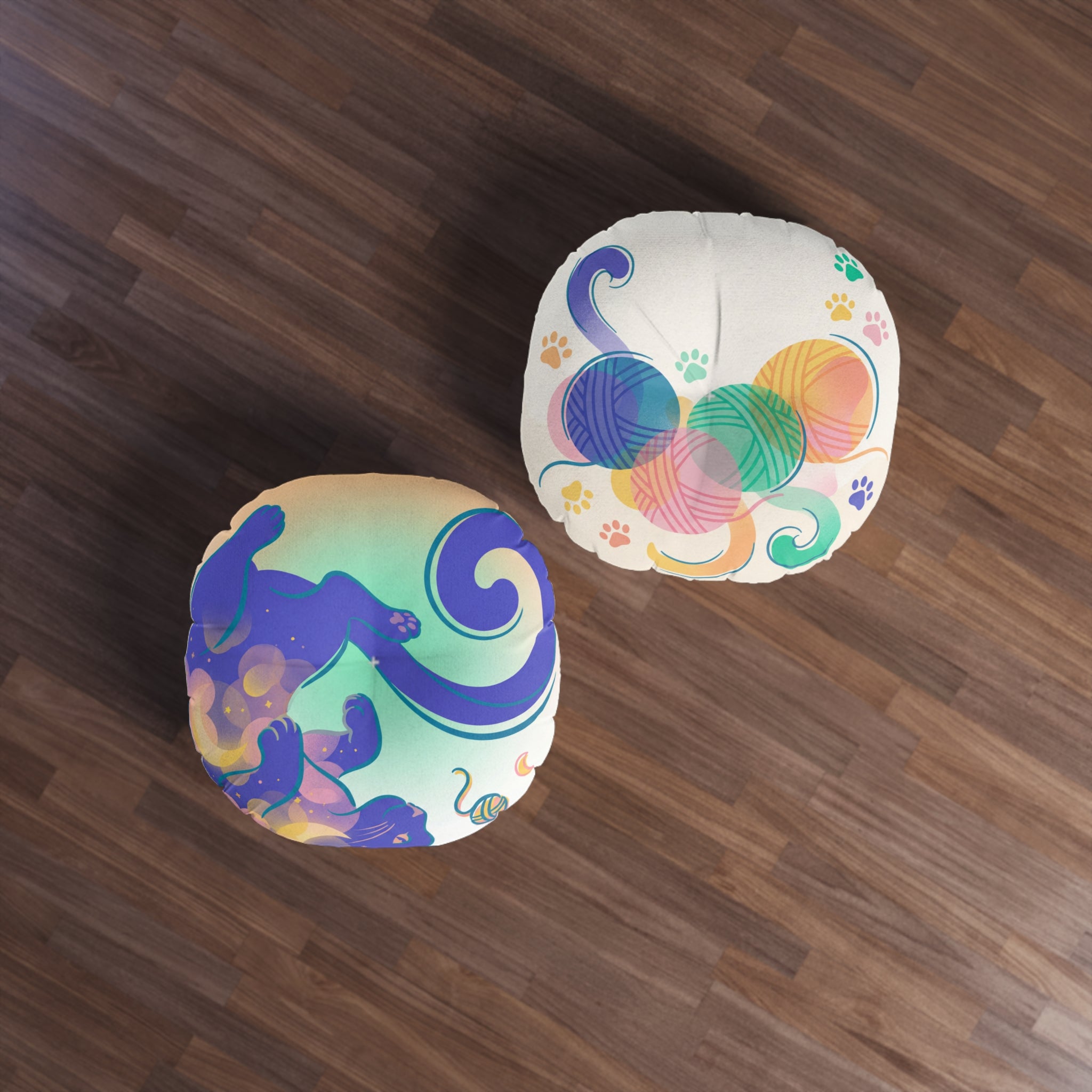 Dreamy Double-Exposure Cat Floor Pillow