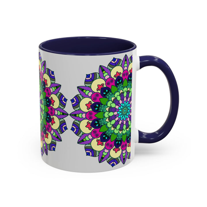 A beautiful ceramic mug featuring a vibrant and intricate mandala design, perfect for enjoying your favorite beverages with a touch of color and spirituality