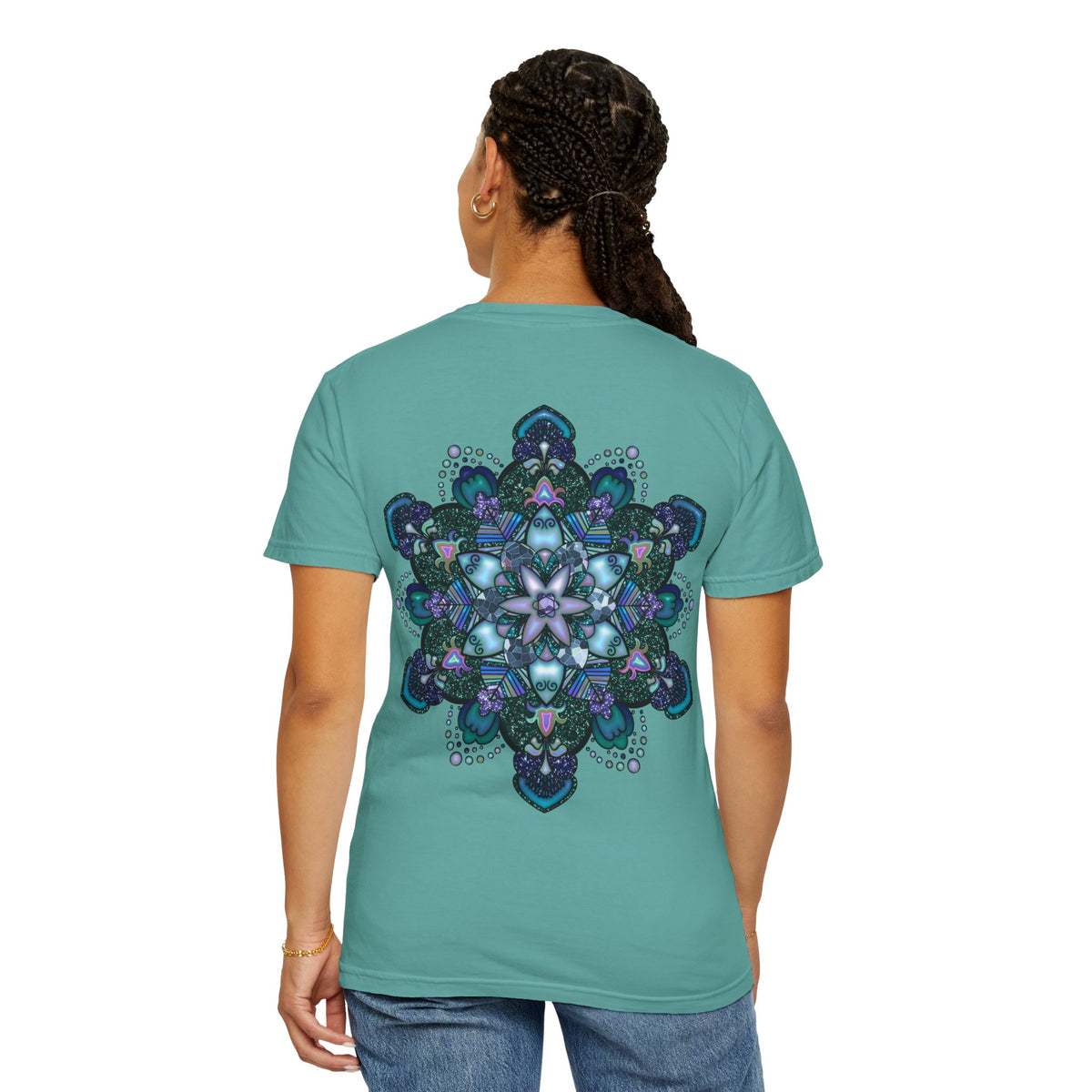 Mandala T-Shirt – Blue Purple Boho Geometric Floral Design