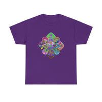 Beautiful mandala art design printed on a comfortable unisex heavy cotton t-shirt promoting mindfulness and yoga practice