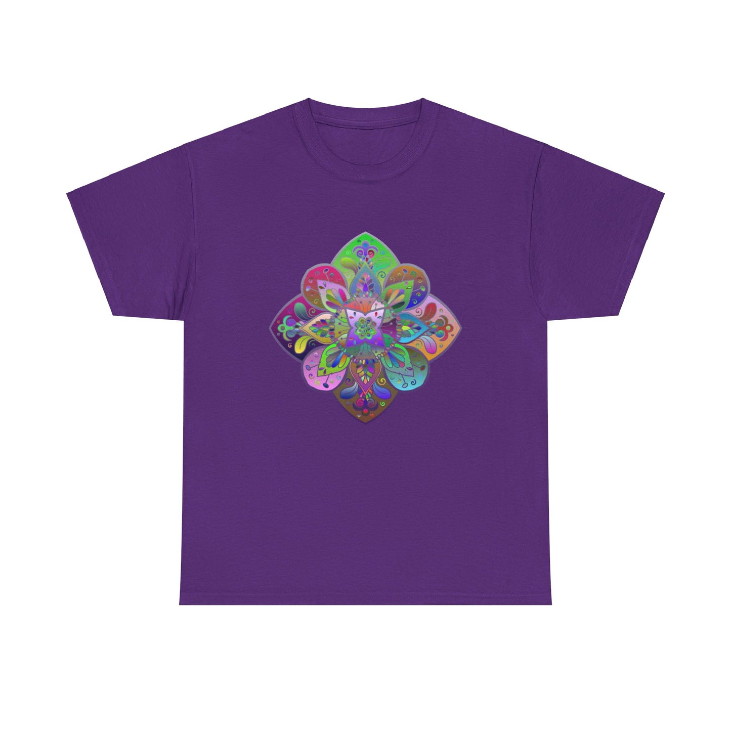 Beautiful mandala art design printed on a comfortable unisex heavy cotton t-shirt promoting mindfulness and yoga practice