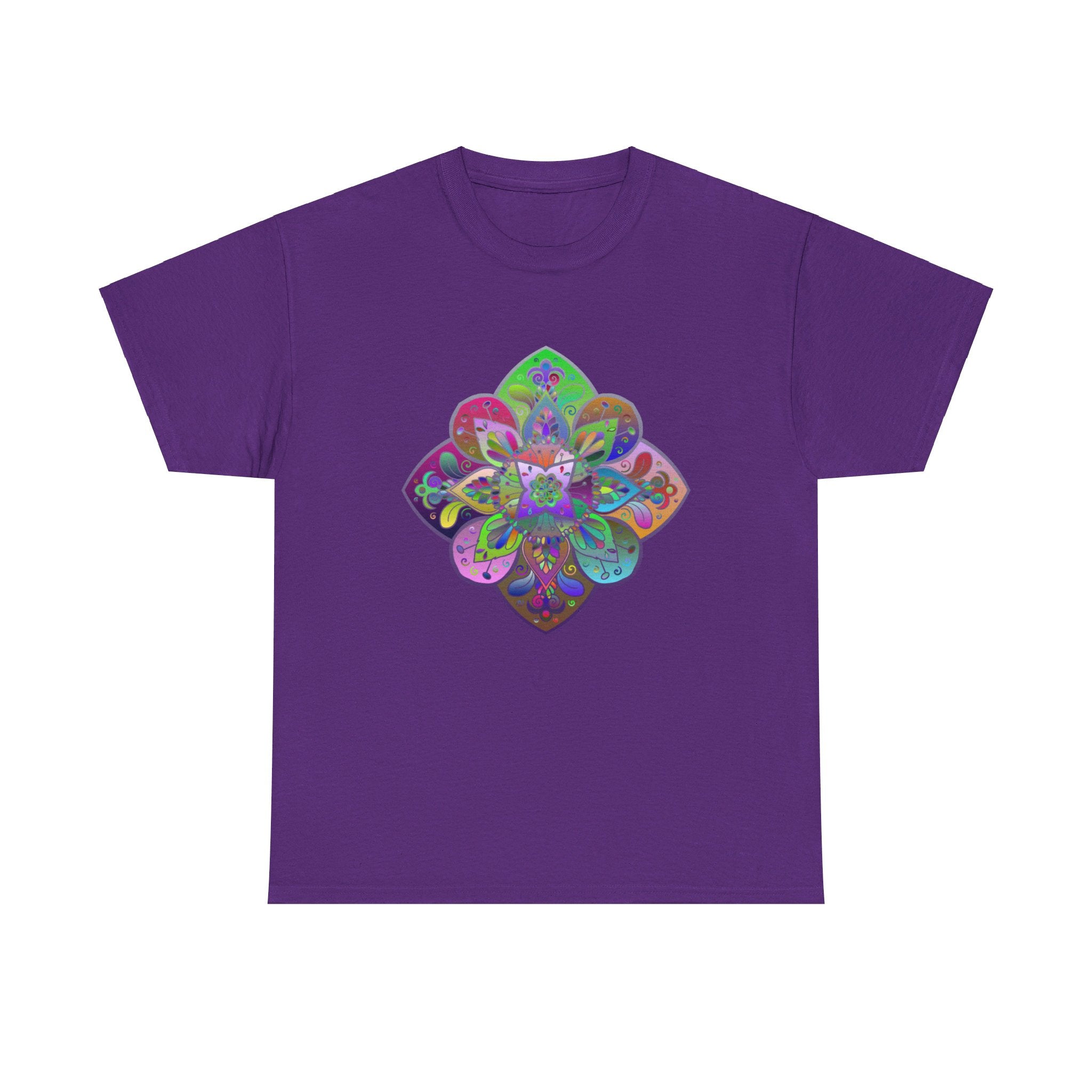 Beautiful mandala art design printed on a comfortable unisex heavy cotton t-shirt promoting mindfulness and yoga practice