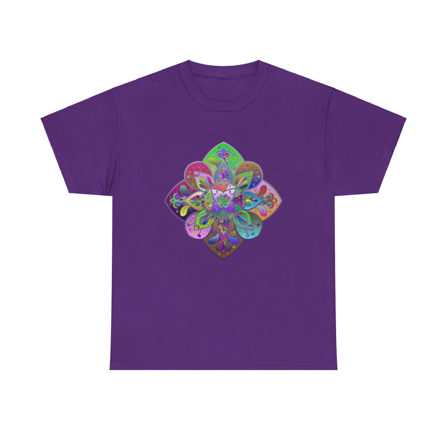 Beautiful mandala art design printed on a comfortable unisex heavy cotton t-shirt promoting mindfulness and yoga practice