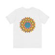 Colorful and intricate Vibrant Mandala T-Shirt with Peace & Harmony design