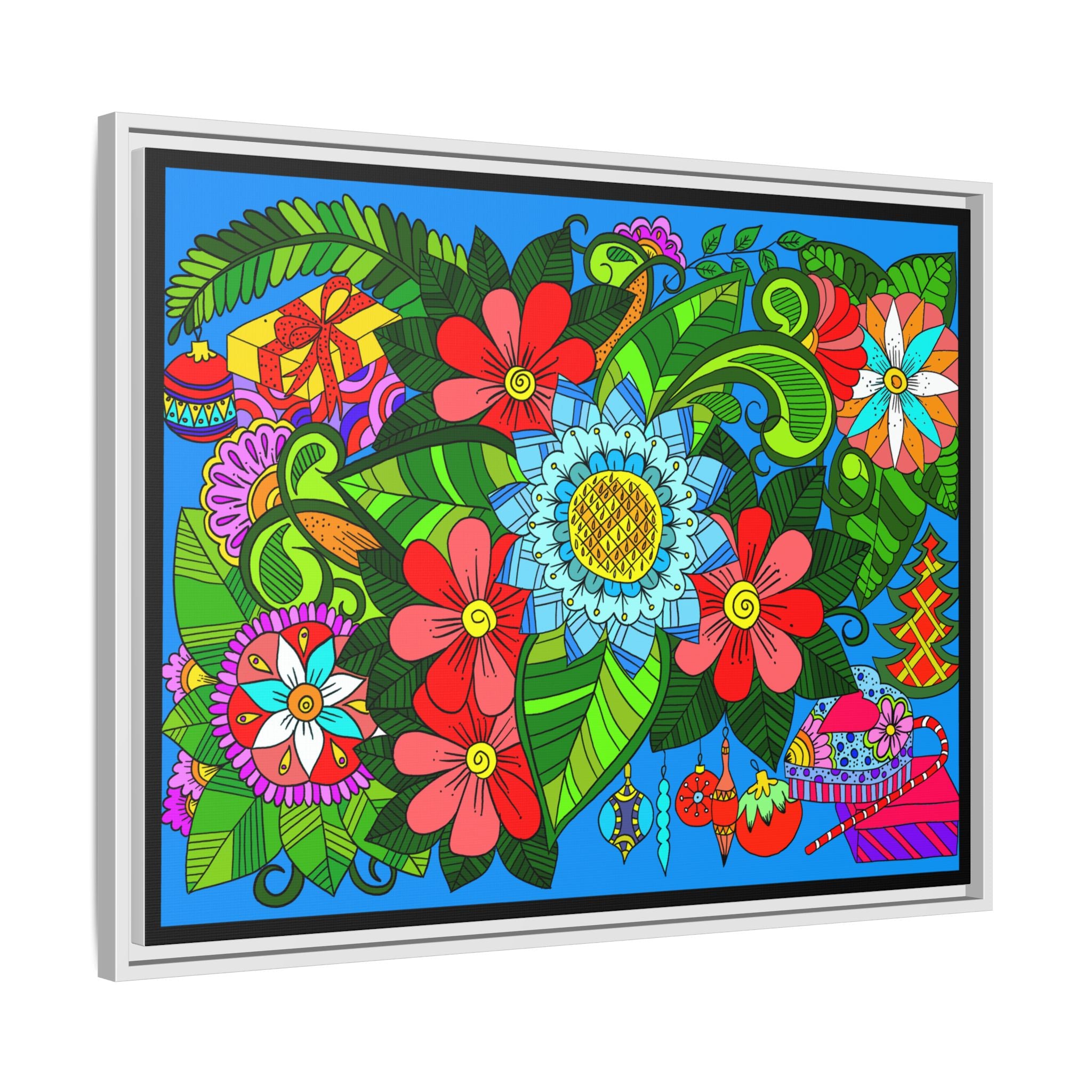 Handgefertigtes horizontales Poster mit Mandala-Design – Blumengekritzel