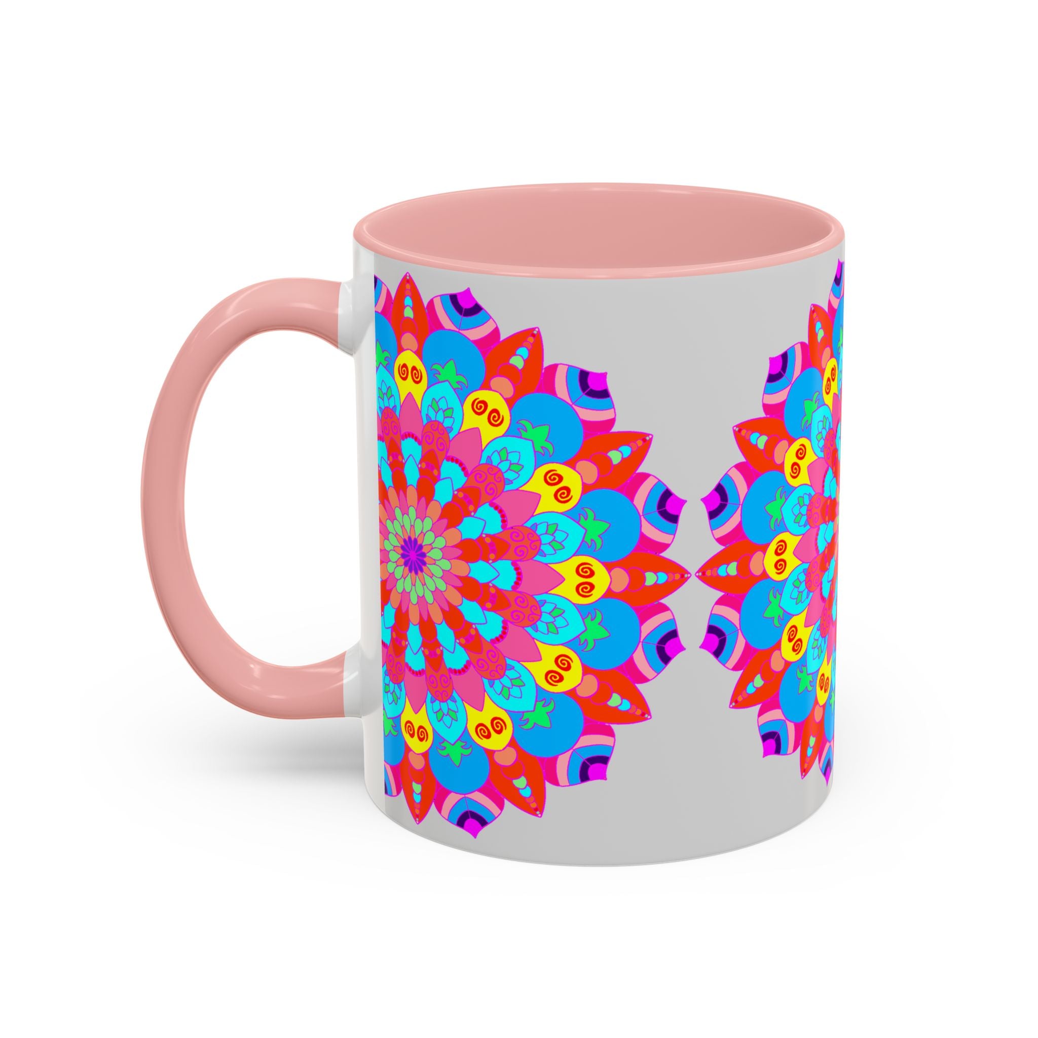 Vibrant mandala mug featuring intricate patterns for peace and tranquility