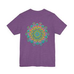 A colorful and intricate mandala design on a t-shirt, symbolizing spiritual peace and harmony for a vibrant and uplifting look