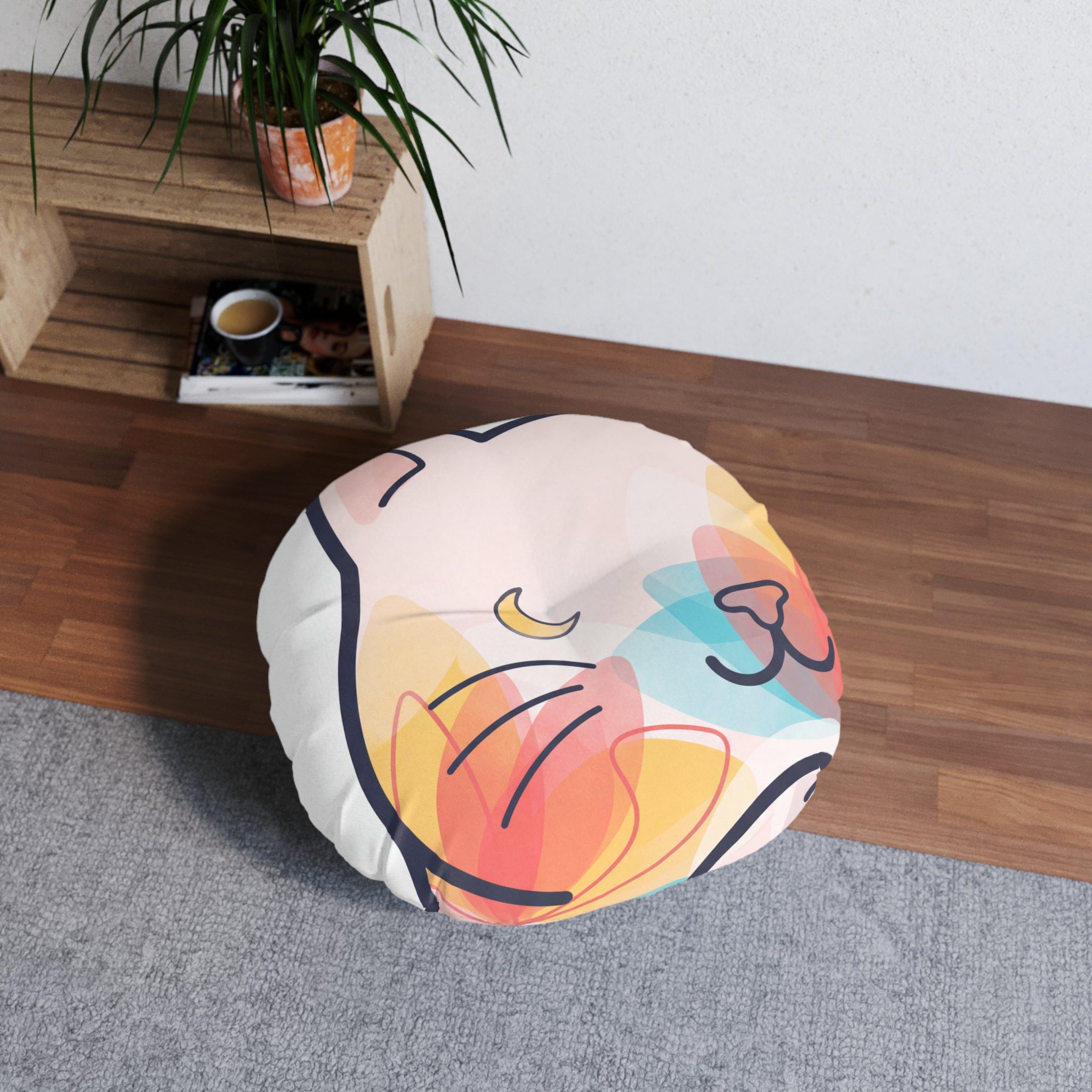 Dreamy Double-Exposure Cat Floor Pillow