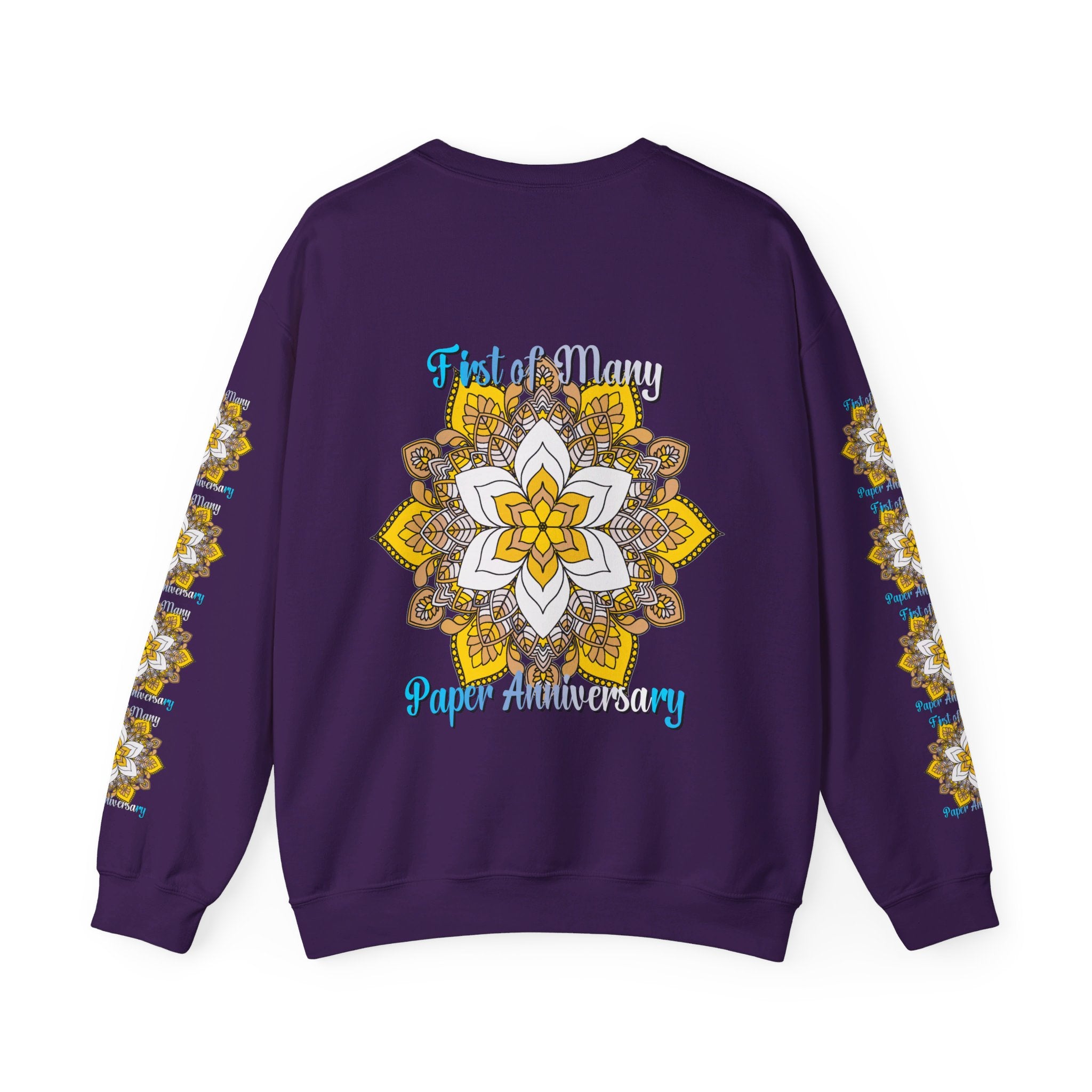 Cozy sweatshirt adorned with a vibrant handmade mandala design