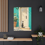 Sunlit Doorway Cat Canvas Wall Art