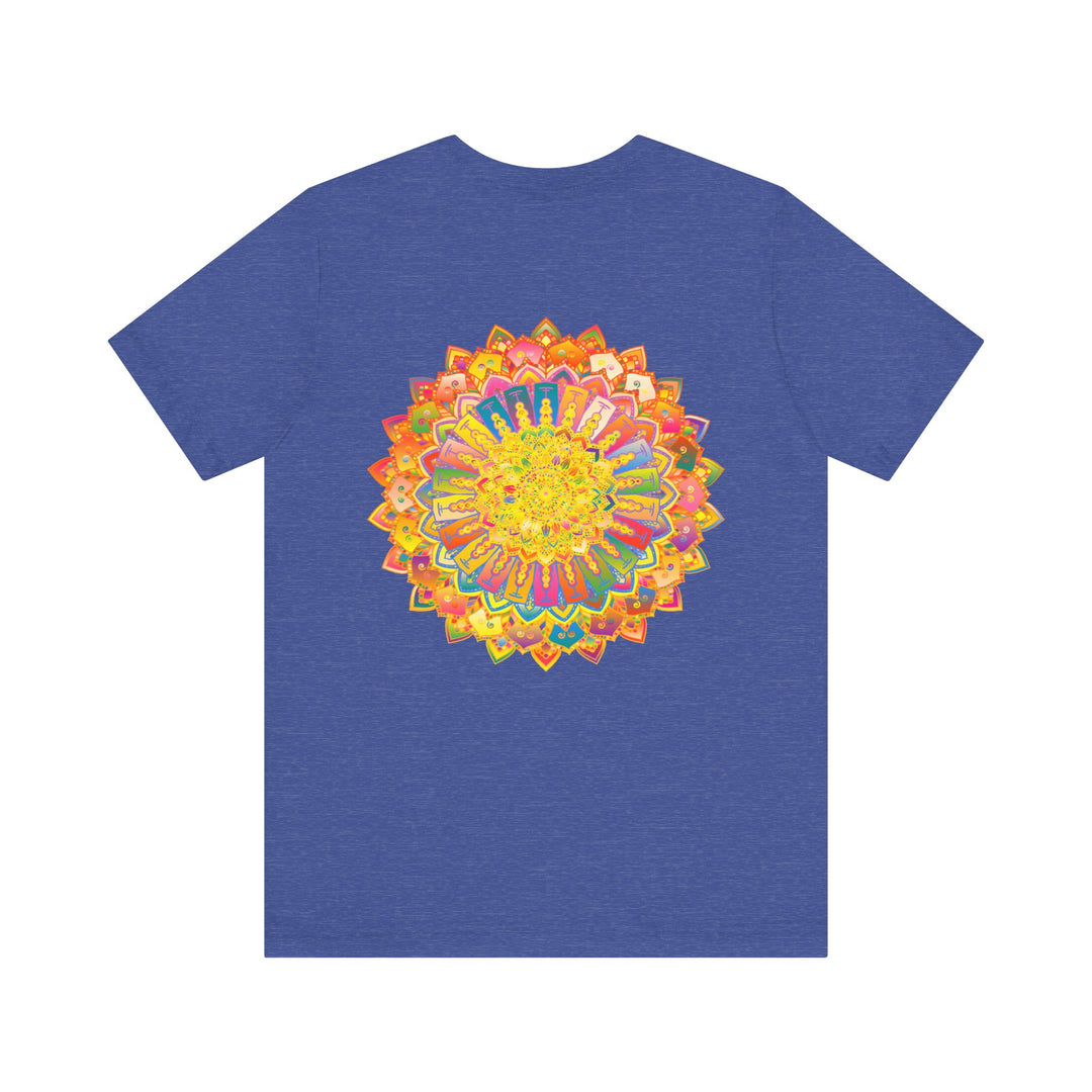 Colorful and intricate mandala design tee promoting spiritual peace and harmony