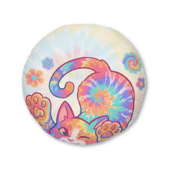 Tie-Dye Playful Cat Floor Pillow