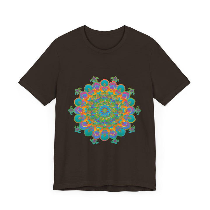 Vibrant Mandala Tee with Circular Floral Design in Bright Colors