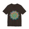 Vibrant Mandala Tee with Circular Floral Design in Bright Colors