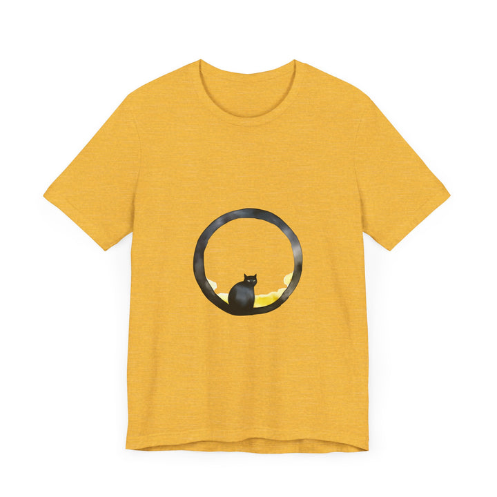 Black Cat Moon Tee featuring a whimsical and stylish design perfect for any cat lover's wardrobe