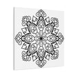 Black and white handmade mandala art on matte canvas, stretched, 125 inch