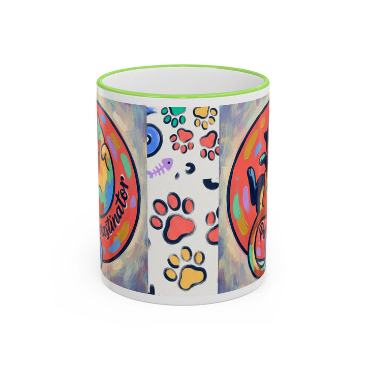 Colorful Paw Print Pet Lover Accent Rim Mug (11oz/15oz)