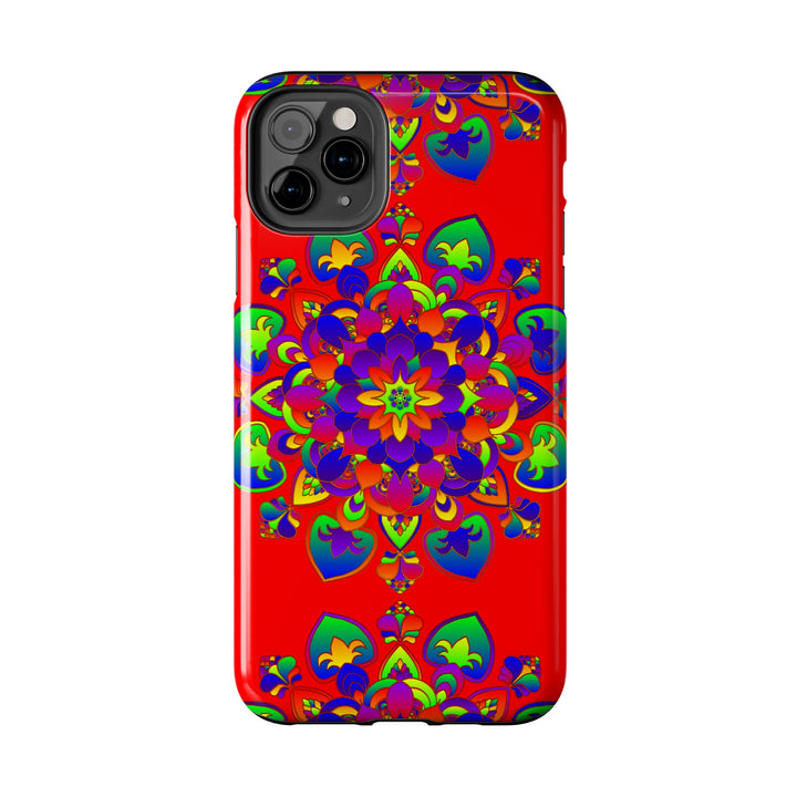 Beautiful hand drawn red mandala art phone case for stylish protection