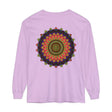 A colorful and intricate mandala design long sleeve t-shirt for women