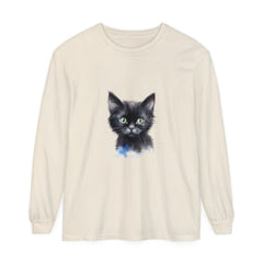 Watercolor-style unisex black cat t-shirt, featuring vibrant and detailed feline design