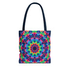 Colorful and intricate Psychedelic Mandala Tote Bag with vibrant patterns and designs