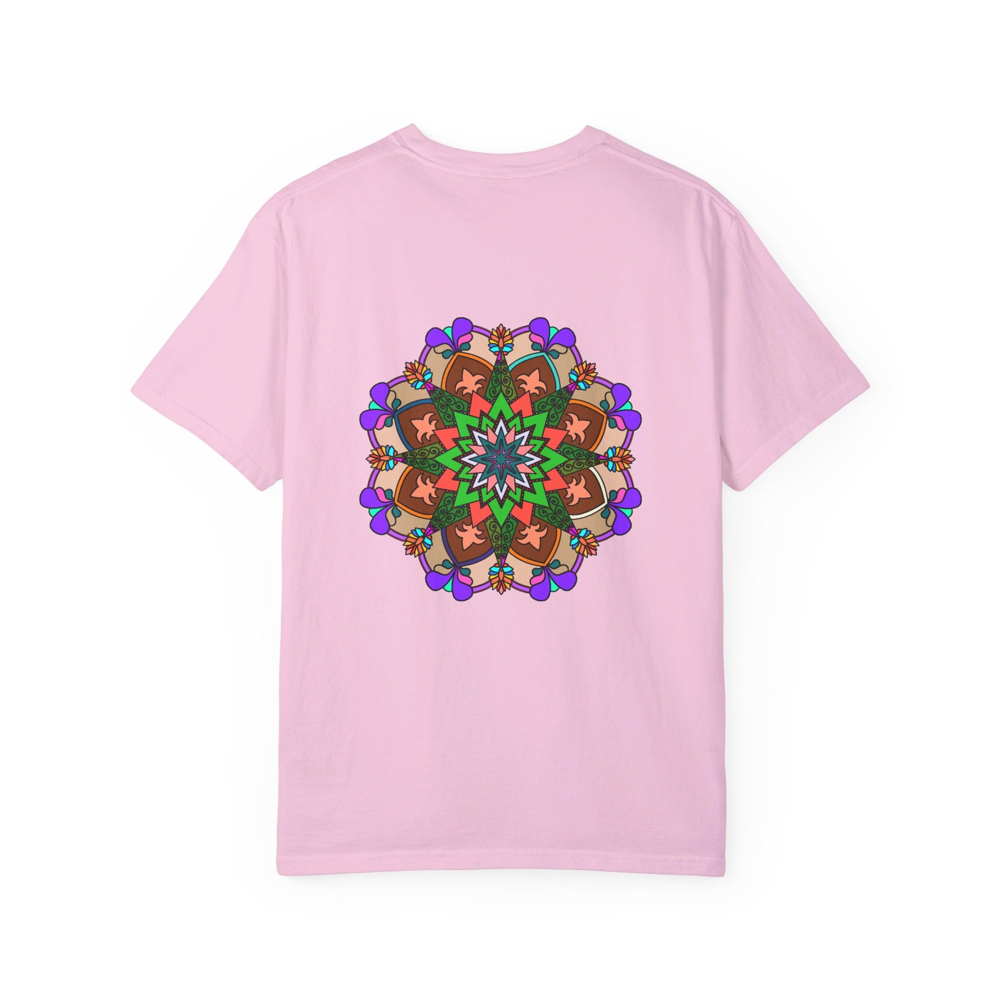 Unisex Mandala T-Shirt featuring Hand-Drawn Mandala Art, made from 100% Ring-Spun Cotton and Garment-Dyed for Extra Comfort